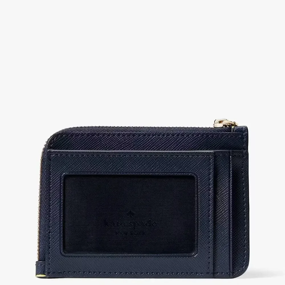 NWT Kate Spade Tennis Printed Small Card Holder Wristlet/Saffiano/Blue/Yellow - Picture 5 of 6